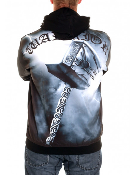 Nordic Worlds Thor's Hammer Hoodie BlackNBlueGrey