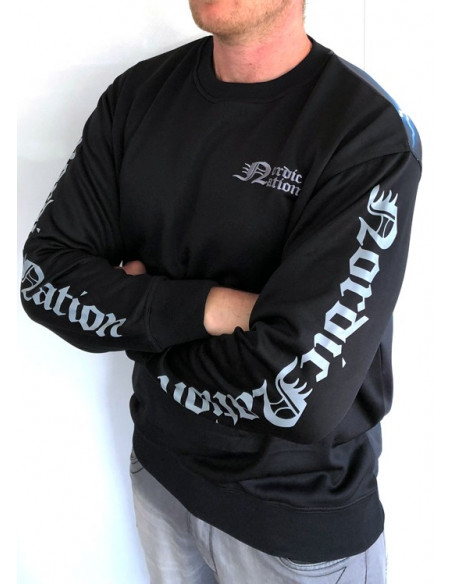 Nordic Worlds Thor's Hammer CrewNeck BlackNBlueGrey