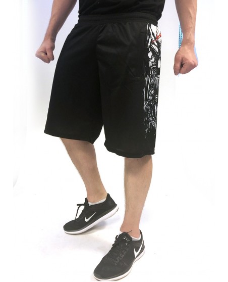 Black Mesh Shorts Struck Viking by Nordic Worlds