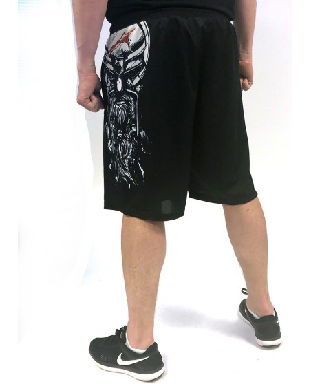 Black Mesh Shorts Struck Viking by Nordic Worlds
