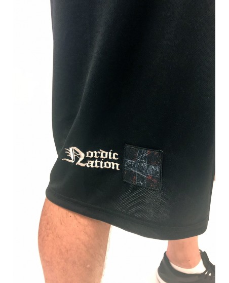 Black Mesh Shorts Struck Viking by Nordic Worlds