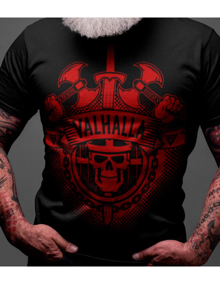 Valhalla Red T-shirt by Nordic Worlds Premium Cotton