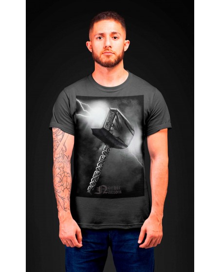 Thors Hammer T-Shirt Grey by Nordic Worlds Premium Cotton