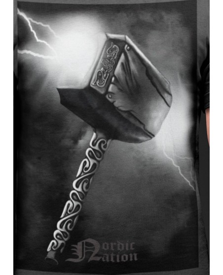 Thors Hammer T-Shirt Grey by Nordic Worlds Premium Cotton
