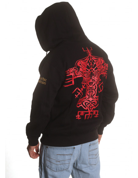 Norse Myth ZipHoodie BlackRedNGold by Nordic Worlds