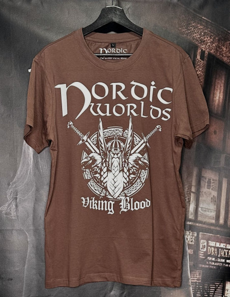 Nordic Worlds Blood T-Shirt Premium Brown Cotton