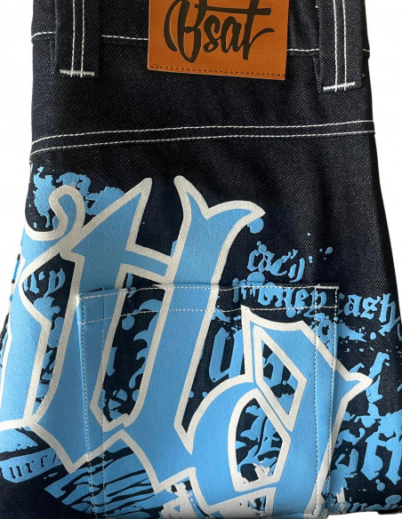 BSAT HUSTLA Baggy Jeans BlueNWhite *Legacy Edition*