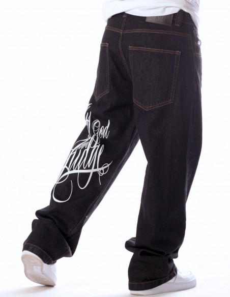 Baggy Only God Can Judge Washed Black Jeans
