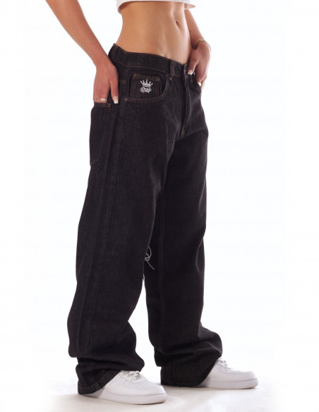 Baggy Only God Can Judge Washed Black Jeans