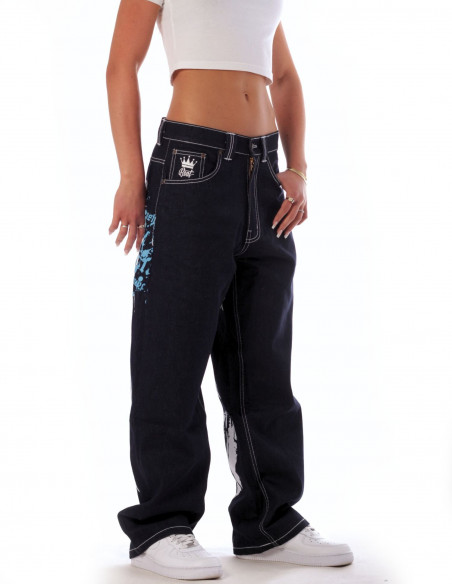 BSAT HUSTLA Baggy Jeans BlueNWhite *Legacy Edition*