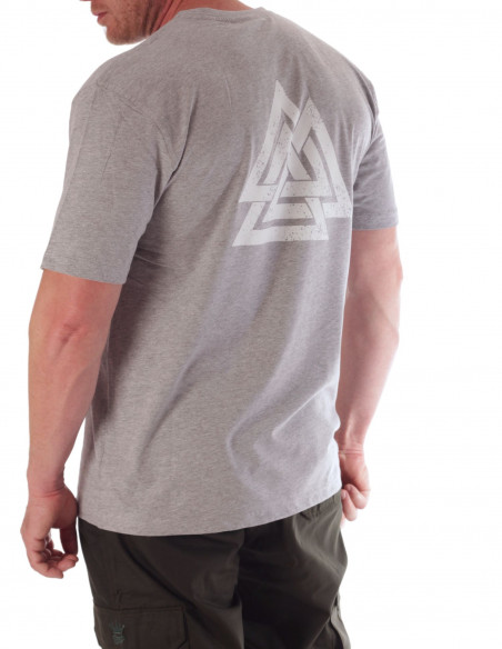 Nordic Worlds Odins Valknut Heather Grey T-Shirt