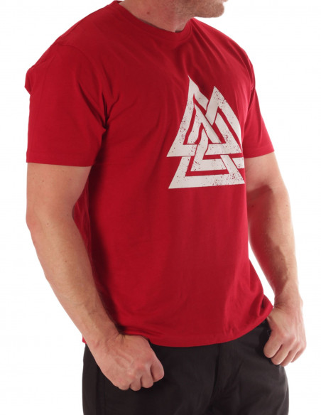 Nordic Worlds Odins Valknut Red T-Shirt