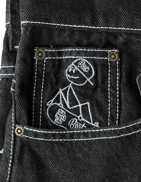 BSAT Stickman The Skater *1st Edition* Raw Black Baggy Jeans