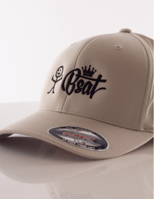 BSAT Stickman Embroidery Cap Shape Beige